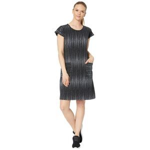 Aventura Organic Cotton Blank Grey Pockets Casual Dot Print Dress Sz Small